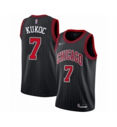 Men's Chicago Bulls #7 Toni Kukoc Authentic Black Finished Basketball Jersey - Statement Edition