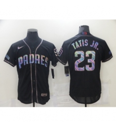 Men's San Diego Padres #23 Fernando Tatis Jr. Black 2021 Iridescent Logo Jersey Jersey