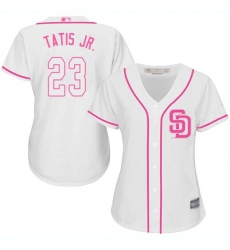 Women's San Diego Padres #23 Fernando Tatis Jr. White-Pink Fashion Stitched MLB Jersey