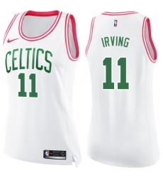 Women's Nike Boston Celtics #11 Kyrie Irving White-Pink NBA Swingman Fashion Jersey