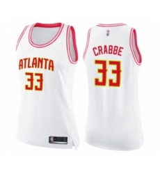 Women's Atlanta Hawks #33 Allen Crabbe Swingman White Pink Fashion Basketball Jersey