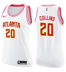 Women's Nike Atlanta Hawks #20 John Collins White-Pink NBA Swingman Fashion Jersey