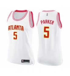 Women's Atlanta Hawks #5 Jabari Parker Swingman White Pink Fashion Basketball Jerse