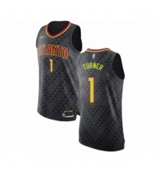 Men's Atlanta Hawks #1 Evan Turner Authentic Black Basketball Jersey - Icon Edition
