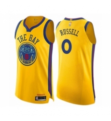 Men's Golden State Warriors #0 D'Angelo Russell Authentic Gold Basketball Jersey - City Edition