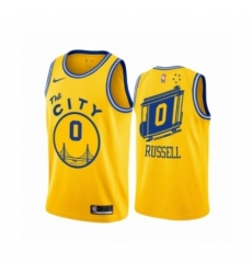 Men's Golden State Warriors #0 D'Angelo Russell Authentic Gold Hardwood Classics Basketball Jersey - The City Classic Edition