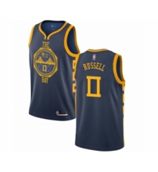 Men's Golden State Warriors #0 D'Angelo Russell Authentic Navy Blue Basketball Jersey - City Edition