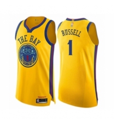 Men's Golden State Warriors #1 D'Angelo Russell Authentic Gold Basketball Jersey - City Edition