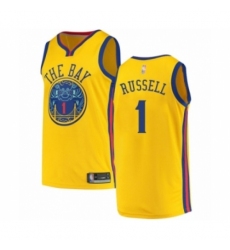 Youth Golden State Warriors #1 D'Angelo Russell Swingman Gold Basketball Jersey - City Edition