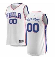 Men's Philadelphia 76ers Fanatics Branded White Fast Break Custom Replica Jersey - Association Edition