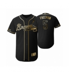 Men's 2019 Golden Edition Atlanta Braves Black #5 Freddie Freeman Flex Base Jersey