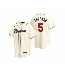 Men's Atlanta Braves #5 Freddie Freeman Nike Cream 2020 Replica Alternate Jersey