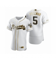 Men's Atlanta Braves #5 Freddie Freeman Nike White Authentic Golden Edition Jersey