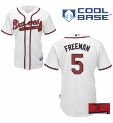 Men's Majestic Atlanta Braves #5 Freddie Freeman Authentic White Home Cool Base Autographed MLB Jersey