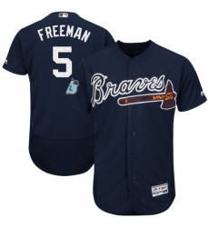 Men's Majestic Atlanta Braves #5 Freddie Freeman Navy Blue 2017 Spring Training Authentic Flex Base MLB Jersey