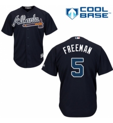 Men's Majestic Atlanta Braves #5 Freddie Freeman Replica Blue Alternate Road Cool Base MLB Jersey