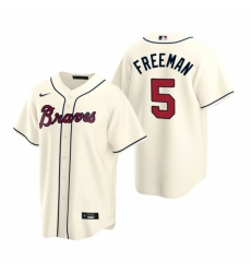 Men's Nike Atlanta Braves #5 Freddie Freeman Cream Alternate Stitched Baseball Jersey