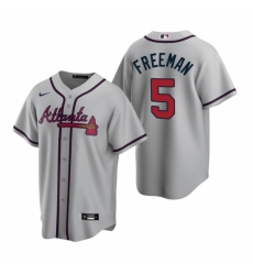 Men's Nike Atlanta Braves #5 Freddie Freeman Gray Road Stitched Baseball Jersey