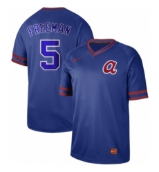 Men's Nike Atlanta Braves #5 Freddie Freeman Royal Authentic Cooperstown Collection Stitched Baseball Jersey