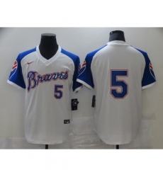 Men's Nike Atlanta Braves #5 Freddie Freeman White Stitched Baseball Jersey