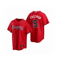 Women Atlanta Braves #5 Freddie Freeman Nike Red 2020 Replica Alternate Jersey