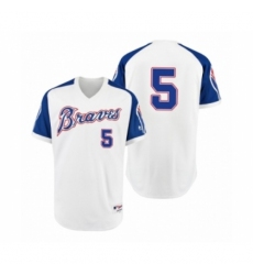 Women Braves #5 Freddie Freeman White 1974 Turn Back the Clock Authentic Jersey