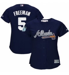 Women's Majestic Atlanta Braves #5 Freddie Freeman Authentic Navy Blue 2017 Spring Training Cool Base MLB Jersey