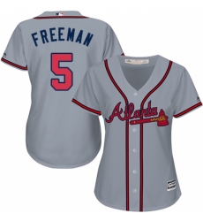 Women's Majestic Atlanta Braves #5 Freddie Freeman Replica Grey Road Cool Base MLB Jersey