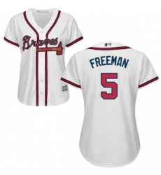 Women's Majestic Atlanta Braves #5 Freddie Freeman Replica White Home Cool Base MLB Jersey