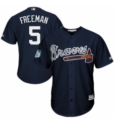 Youth Majestic Atlanta Braves #5 Freddie Freeman Authentic Navy Blue 2017 Spring Training Cool Base MLB Jersey