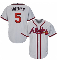 Youth Majestic Atlanta Braves #5 Freddie Freeman Replica Grey Road Cool Base MLB Jersey