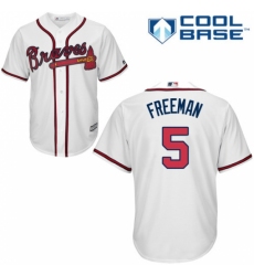 Youth Majestic Atlanta Braves #5 Freddie Freeman Replica White Home Cool Base MLB Jersey