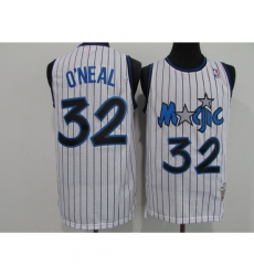 Men's Orlando Magic #32 Shaquille O'Neal White Mitchell & Ness Black Retired Player Jersey