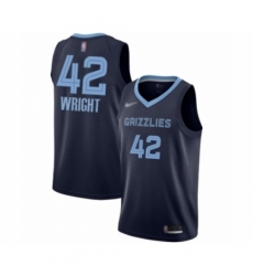 Men's Memphis Grizzlies #42 Lorenzen Wright Authentic Navy Blue Finished Basketball Jersey - Icon Edition