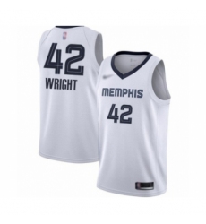 Men's Memphis Grizzlies #42 Lorenzen Wright Authentic White Finished Basketball Jersey - Association Edition
