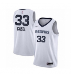 Men's Memphis Grizzlies #33 Marc Gasol Authentic White Finished Basketball Jersey - Association Edition