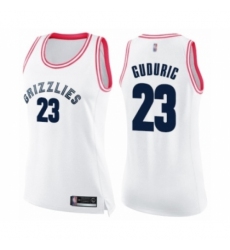 Women's Memphis Grizzlies #23 Marko Guduric Swingman White Pink Fashion Basketball Jersey