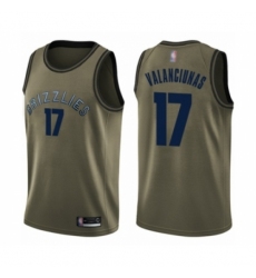 Youth Memphis Grizzlies #17 Jonas Valanciunas Swingman Green Salute to Service Basketball Jersey