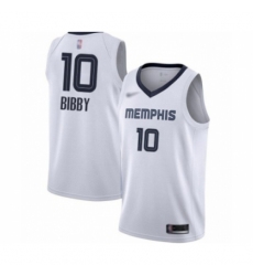 Men's Memphis Grizzlies #10 Mike Bibby Authentic White Finished Basketball Jersey - Association Edition