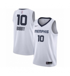 Men's Memphis Grizzlies #10 Mike Bibby Authentic White Finished Basketball Jersey - Association Edition