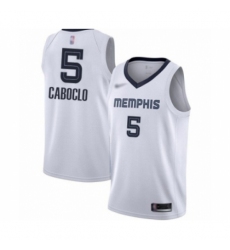 Men's Memphis Grizzlies #5 Bruno Caboclo Authentic White Finished Basketball Jersey - Association Edition