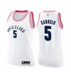 Women's Memphis Grizzlies #5 Bruno Caboclo Swingman White Pink Fashion Basketball Jersey