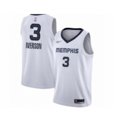 Men's Memphis Grizzlies #3 Allen Iverson Authentic White Finished Basketball Jersey - Association Edition