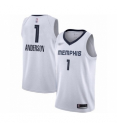 Men's Memphis Grizzlies #1 Kyle Anderson Authentic White Finished Basketball Jersey - Association Edition