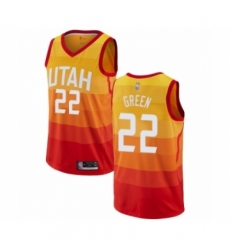 Men's Utah Jazz #22 Jeff Green Authentic Orange Basketball Jersey - City Edition
