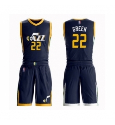 Youth Utah Jazz #22 Jeff Green Swingman Navy Blue Basketball Suit Jersey - Icon Edition