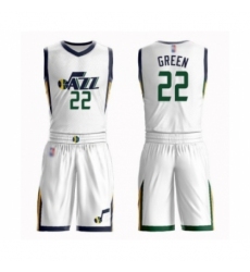 Youth Utah Jazz #22 Jeff Green Swingman White Basketball Suit Jersey - Association Edition