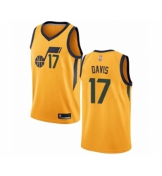 Men's Utah Jazz #17 Ed Davis Authentic Gold Basketball Jersey Statement Edition