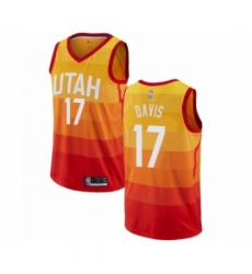 Men's Utah Jazz #17 Ed Davis Authentic Orange Basketball Jersey - City Edition