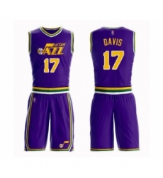Men's Utah Jazz #17 Ed Davis Authentic Purple Basketball Suit Jersey